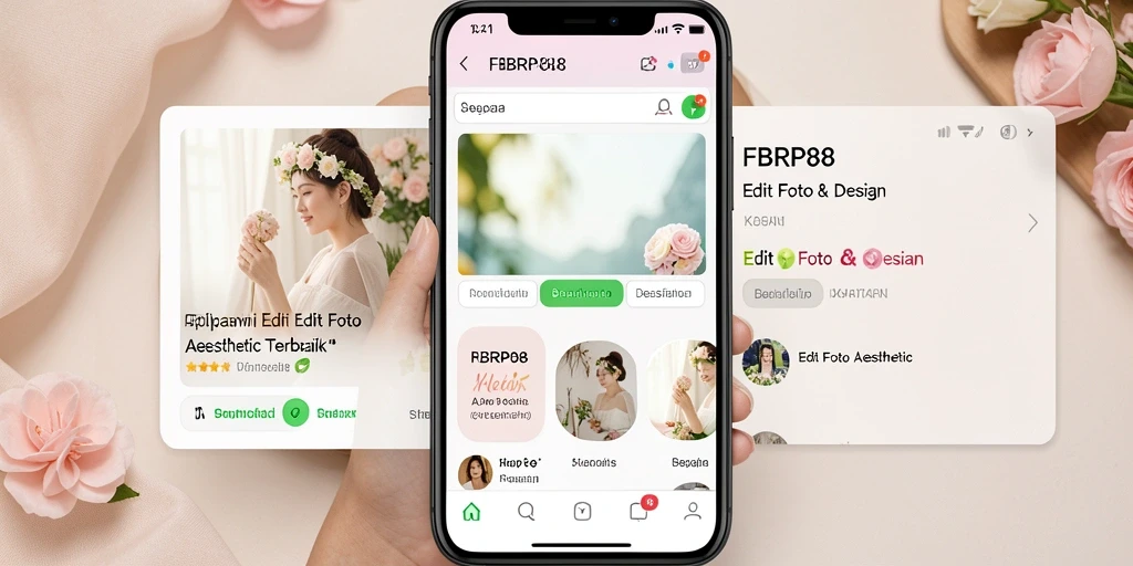 Tampilan antarmuka FBRP88 dengan berbagai fitur Edit Foto Aesthetic.