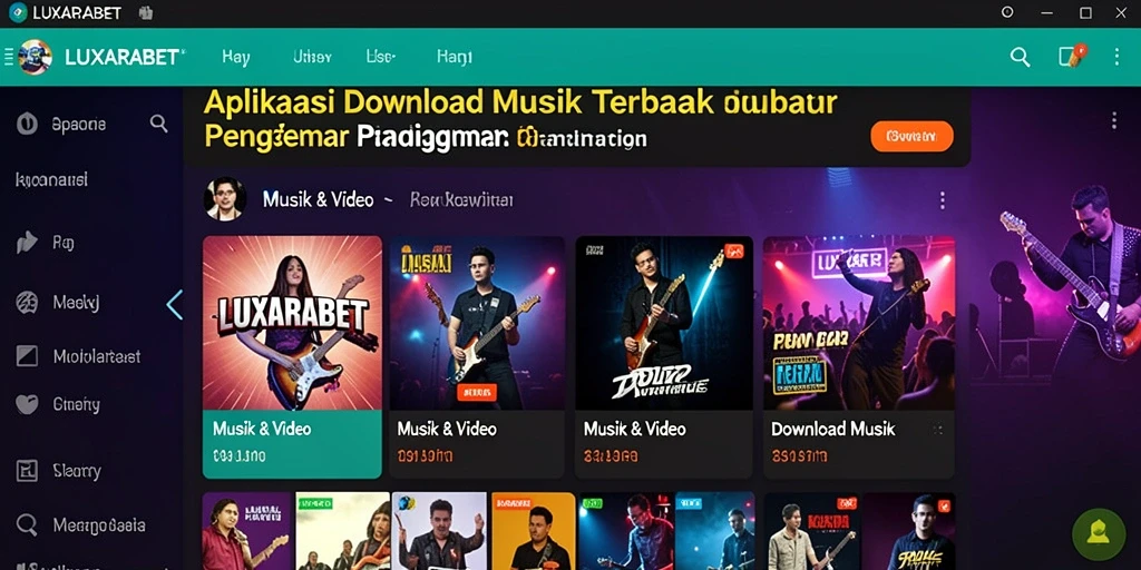 Antarmuka LUXARABET dengan berbagai fitur Download Musik yang memudahkan pengguna.