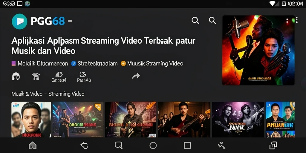 Antarmuka PGG68 yang menarik untuk streaming video musik dan film.