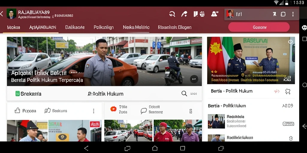 Tampilan antarmuka aplikasi RAJABUAYA89 yang modern dan informatif.