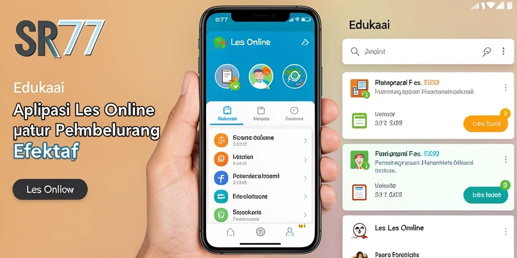 Tampilan antarmuka aplikasi Les Online SR777 yang interaktif.