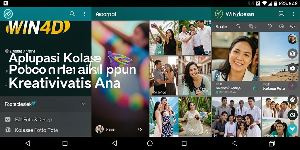 Tampilan antarmuka WIN4D dengan berbagai pilihan kolase foto.
